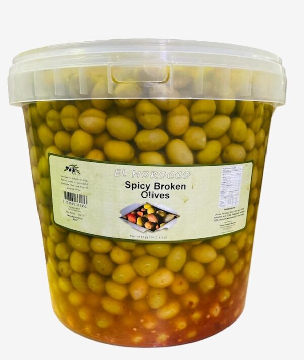 El Morocco Spicy Green Olives 8Kgs (17.5 Lbs)