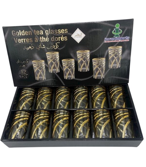 Golden Tea Glasses 12 pcs X6 6070_12DD