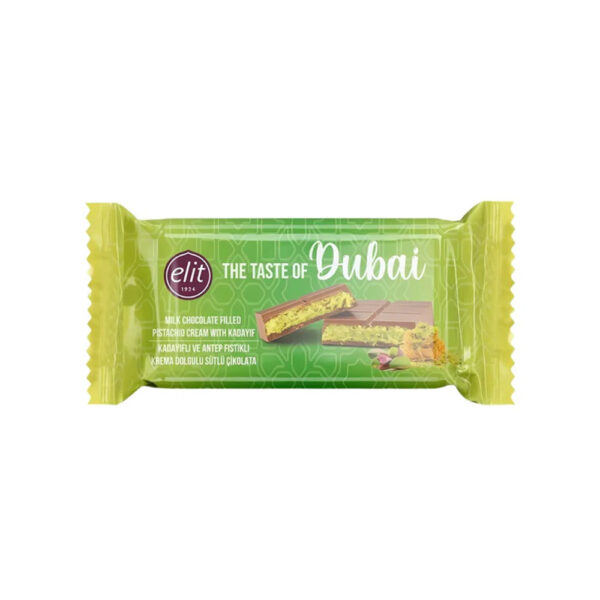 Elit Dubai Milk Chocolate w/Pistachio 90g bar