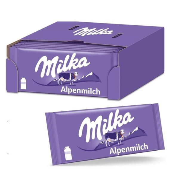 Milka Alpine Milk Chocolate Bars 3.17oz (90g) Box