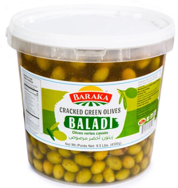 Baladi Cracked Green Olives Pail 2.2 kg Lbs