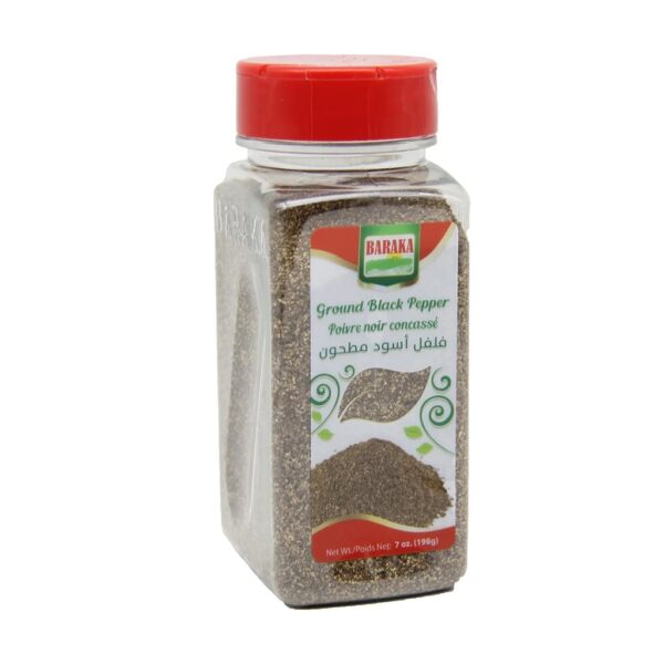 Baraka Ground Black Pepper Spice in plastic tub 7oz