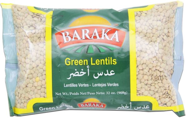 Baraka Green Lentils Packed in Bag 908g
