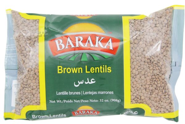 Baraka Brown Lentils Packed in Bags 908g