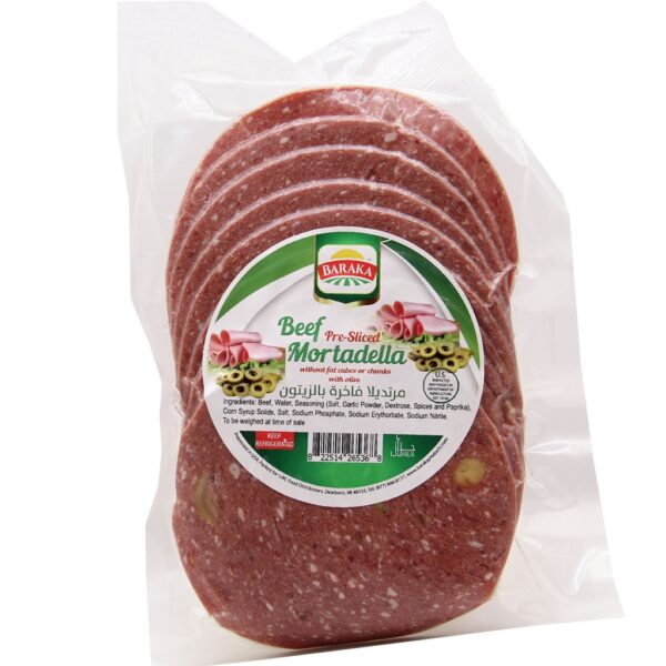 Baraka Beef Sliced Mortedella OLIVE 10 Lbs