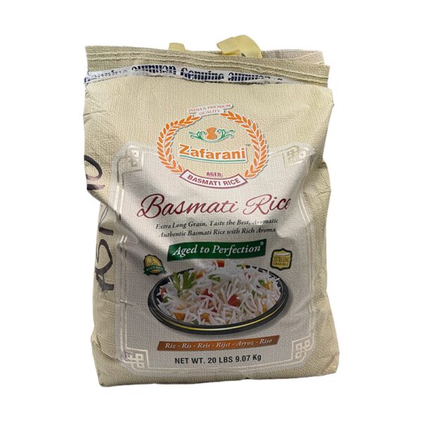 Zafarani Basmati Rice 20lbs (120 bags/pal)