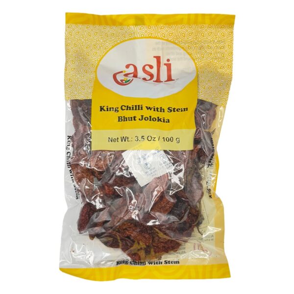 Asli King Chilli (Bhoot Jholkya) With Stem 30 x 100gms
