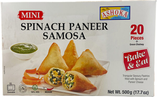 Ashoka Spinach Paneer Samosa With Green Chutney 12 x 500gms