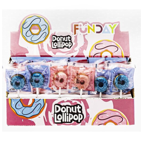 Funday Donut lollipop - (Blueberry & Strawberry with Biscuits) 12g