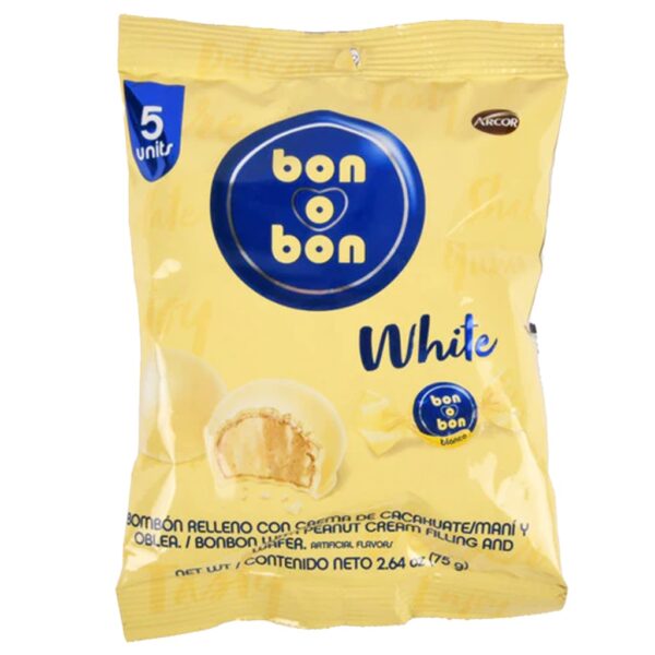 ARCOR Bon-O-Bon Bite White Chocolate with White Chocolate Filling Bag (15g x )