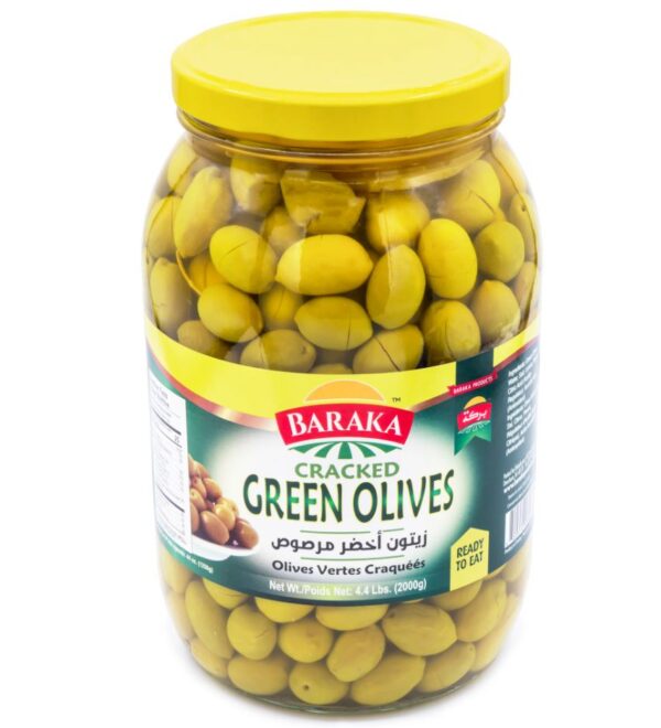 Baraka Olives Regular Cracked Green 4.4 Lbs