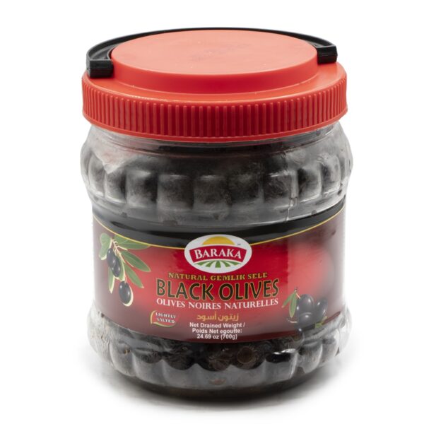 Olives Black Natural (Lightly Salted) Gemlik Clear Tub "Baraka" 780g