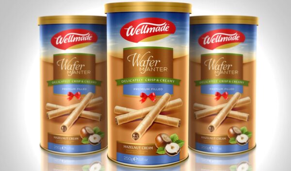 WELLMADE Hazelnut Wafer Roll Tin 250g