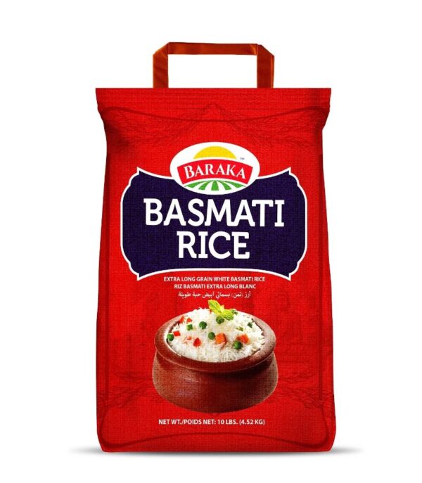 Baraka Rice Basmati Long Grain White Steam 10 Lbs