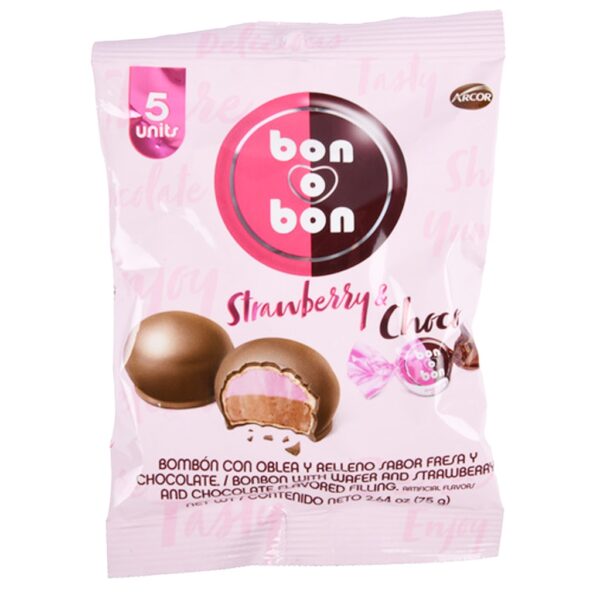 ARCOR Bon-O-Bon Bite Milk with Strawberry Filling Bag (15g x )